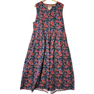 Vintage Conversation Pieces Women's L Floral Button Down‎ Tank Dress Cottage